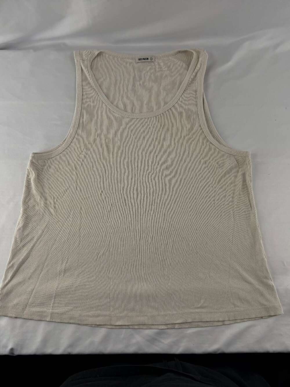 Buck Mason Men's Cream Ribbed Tank Top Cotton Casual Sleeveless Shirt Size M